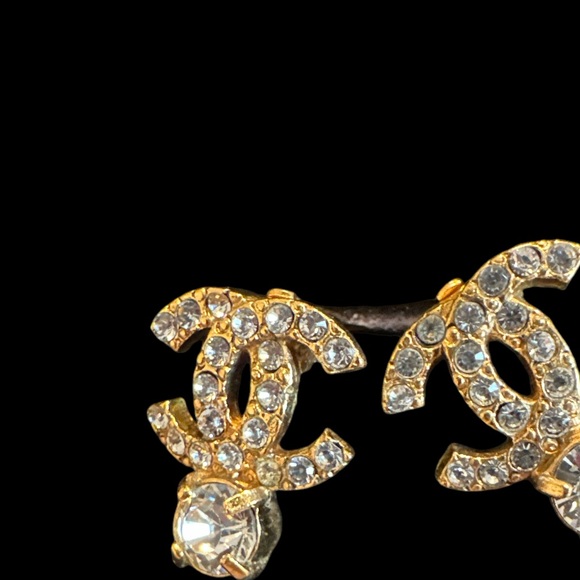 CHANEL Gold and Crystal Earrings - Picture 2 of 5